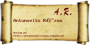 Antunovits Rózsa névjegykártya
